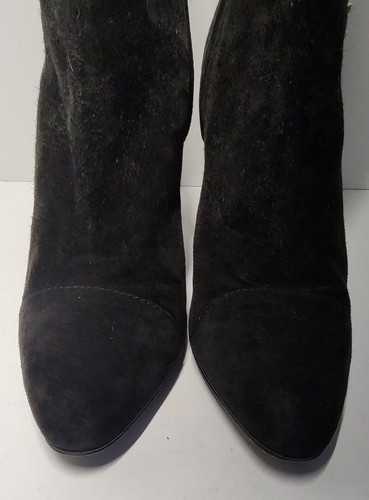 CHANEL Vintage 1996 CC Mark Logo Turn Lock Ankle Boots Black Suede Gold Logo - Picture 8 of 24