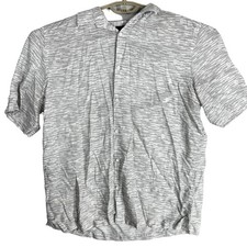 Alfani Button Up Shirt Mens XL Gray White All Over Print Short Sleeve STAIN
