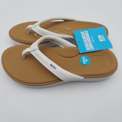 Reef Cushion Cloud Flip Flops Women Size 11 White Tan New Comfort Thong Sandals