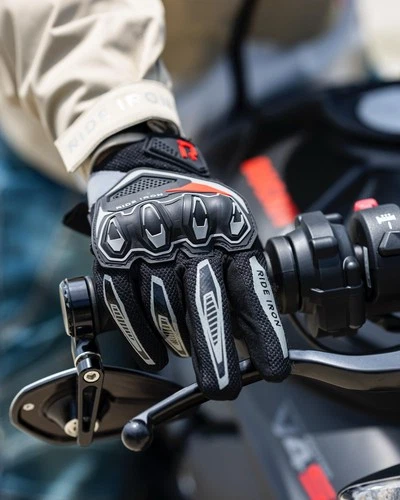 RIDEIRON Summer Motorcycle Gloves for Men & Women black Large image 5