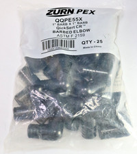 (Bag of 25) Zurn Pex QQPE55X  1" x 1" Barb QickSert CR Barbed Elbow Tube Black