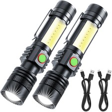 Rechargeable LED Flashligh, USB Magnetic Flashlights with Cob Sidelight, Smal...
