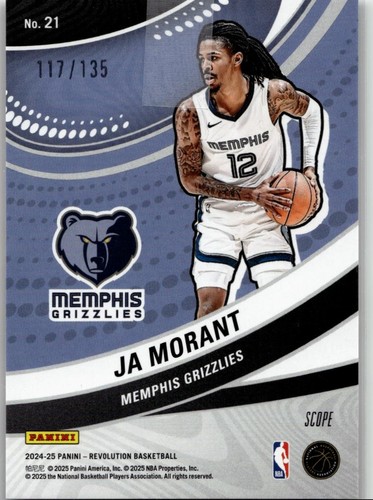 2024-25 Panini Revolution #21 Ja Morant Vortex Red Scope #/135 - Picture 2 of 2