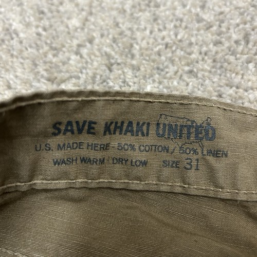 Save Khaki United Pants Mens 31X31 Cottton Linen Blend Canvas Green Made in USA - Picture 7 of 9