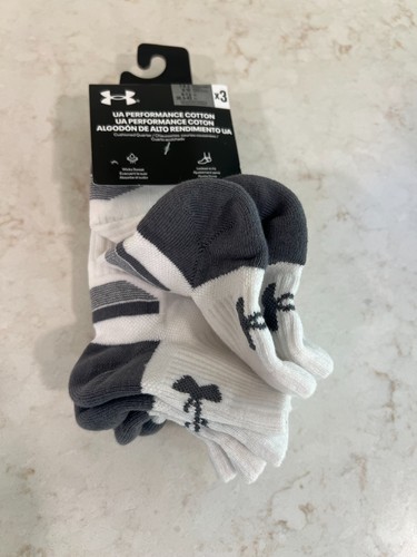 NUOVA CONFEZIONE 3 PAIA CALZE UNDER ARMOUR UOMO UA PERFORMANCE TECH 7-8,5 BIANCHE - Foto 5 di 5