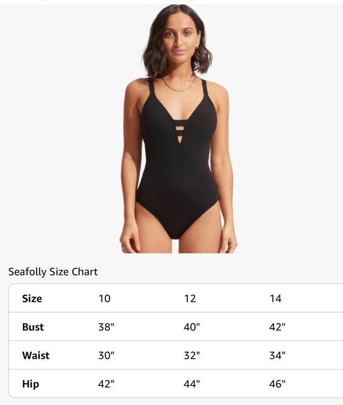 Seafolly Black Active Deep V Plunge Maillot One Piece