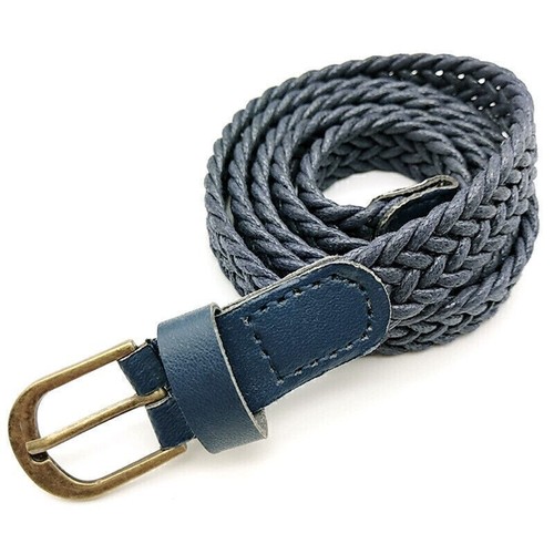 .Womens Ladies Elastic Woven Braided Belts Pin Buckle Webbing Jeans Waistband - Picture 5 of 35