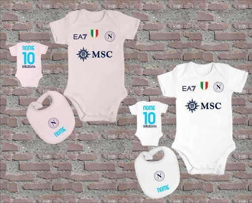 COORDINATO BODY BAVAGLINO NEONATO NAPOLI PERSONALIZZATO CON NOME - Bild 1 von 3