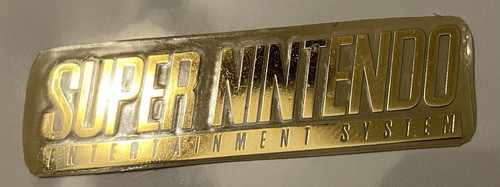 Nintendo Super SNES Logo Custom Konsole Label Sticker Aufkleber Chrom Gold - Bild 3 von 3