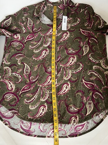 Chicos Größe 2 geknöpftes Cord Paisley Hemd US Größe Large Langarm Baumwolle - Bild 6 von 10