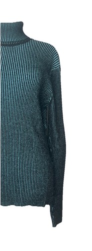 SANDRO Knit Turtleneck Sweater Sz XL Stretchy Accentuates Curves Viscose Nylon - Picture 4 of 11