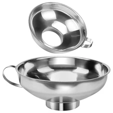 Paquete de 2 embudos de acero inoxidable para tarros Mason con asa