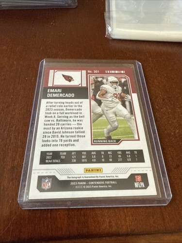 2023 Panini Contenders Rookie Ticket #301 Emari Demercado Green Laser AUTO - Picture 2 of 2