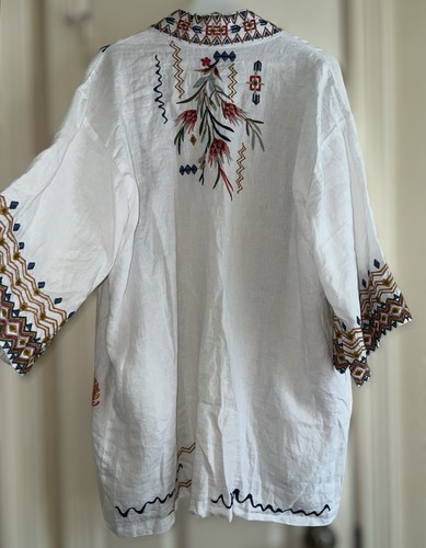 JOHNNY WAS WATIPASO LINO KIMONO BLAZER Talla XL Bordado Nuevo - Imagen 3 de 9