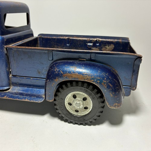Dark Blue 1950s Tonka Ford Stepside Pickup Truck Pressed Steel Toy 1957? 12 in - Picture 4 of 13