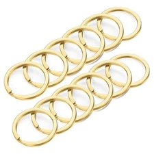 Key Rings, 12 pcs Stainless Steel Key Ring for Keychains Flat 1.1inch Gold