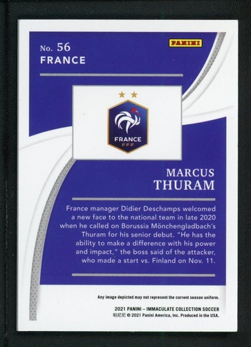 2021 MARCUS THURAM 17/25 PANINI IMMACULATE COLLECTION - Picture 2 of 2