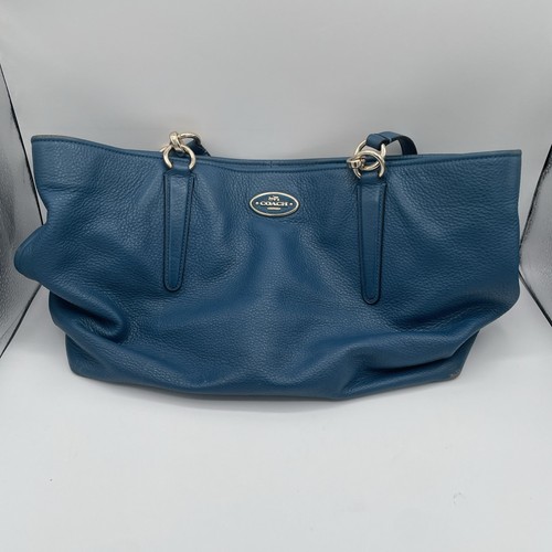 Coach Ellis Tasche Handtasche blau Kiesel Leder 33961 Geldbeutel Innentasche