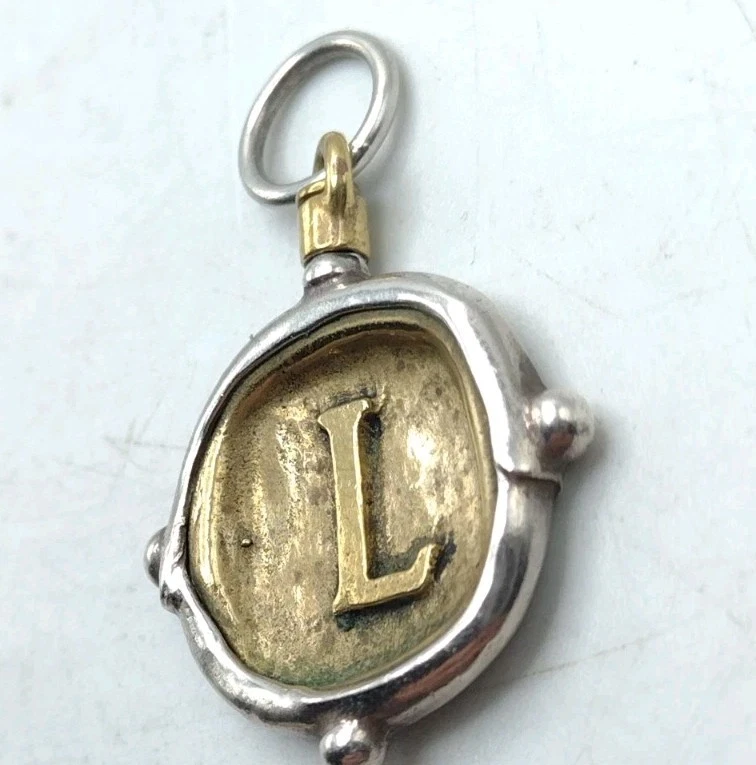 Waxing Poetic Sterling Silver Brass Voyager Insignia Charm "L" Monogram Initial - Image 3 of 4