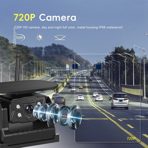 7" Quad DVR Monitor Wireless Magnetic Battery Hitch Solar Reversing Camera 1080P - Picture 8 of 18