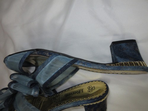 J. Renee Freesia Blue Mesh Fabric Open Toe Kitten Heels Bow Accent SZ 10M EUC - Picture 12 of 20