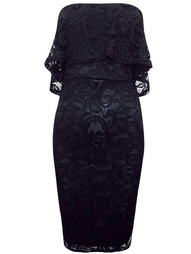 SALE 🌼 QUIZ 🌼 STRETCH BLACK LACE BARDOT OCCASION DRESS 🌼 SIZE 10 12 14 16 18* - Picture 2 of 3