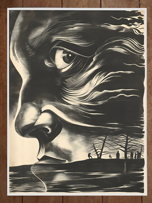 Illusion Illustration Lynd Ward Style OP Art Poster 18x24in