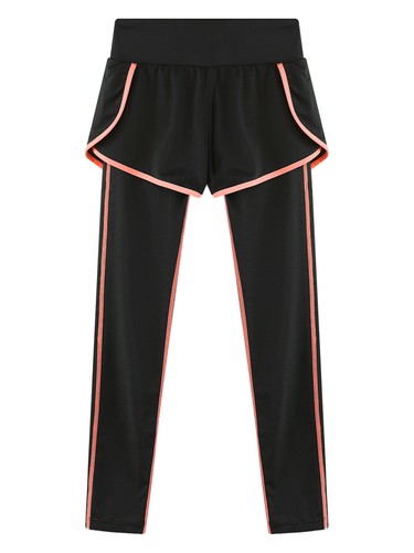 Kids Girls Pants Gym Tights Exercise Trousers Workout Sportswear 2 In 1 Dance - Picture 21 of 43