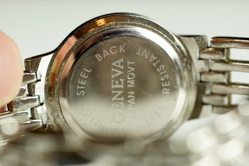 Watch - Women's GENEVA Black Face Crystal 33mm Watch Polished Metal Bracelet - Picture 6 of 7