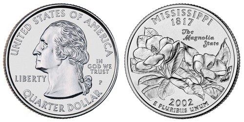 2002 P - Mississippi State Quarter (UNCURCULATED) + COIN CAPSULE! - Picture 2 of 2