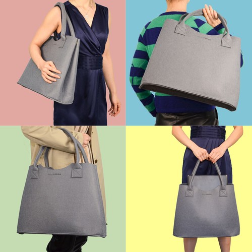 2-in-1 Erweiterbarer Filz Shopper 47x20x35cm XL Tasche Einkaufstasche Groß - Bild 5 von 8