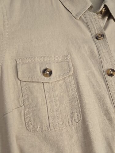 90s Y2K NorthStyle Women 14 Linen Button Down Jean Shirt Dress Cottagecore Boho - Picture 4 of 13