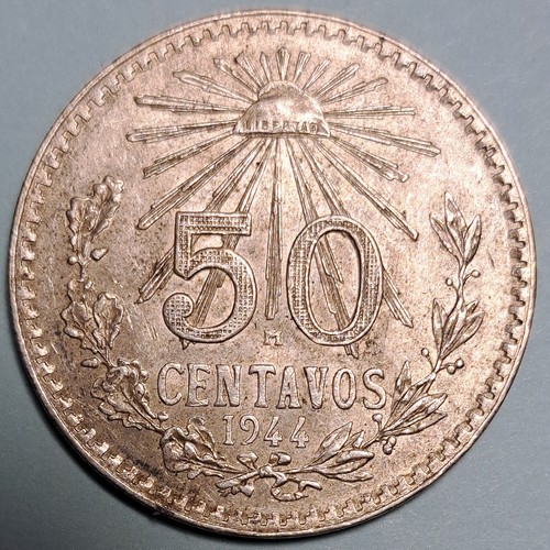 1944 Mexico 50 Centavos Extra Fine .720 Silver Coin
