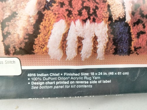 Vintage NEW 1970/80 WonderArt Latch Hook Wall Hanging Kit Retro Rya Indian Chief - Picture 2 of 3