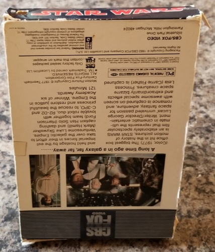 Star Wars (Vintage VHS Tape, 1983) Stereo Mono Compatible, Harrison Ford - Picture 3 of 6