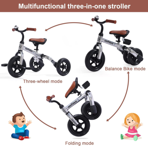 3 in 1 Toddler Tricycles for 2-5 Years Old Boys Girls with Adjustable Seat Detac - Picture 3 of 6