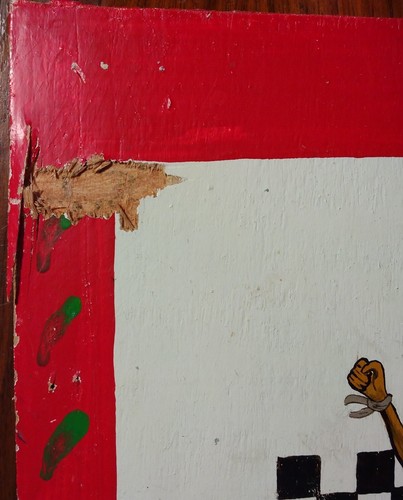 Vintage Signed African Folk Art Painting on Board ~ Free From Bondage of Slavery - Picture 4 of 5
