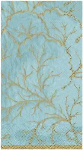 Sustainable Gilded Majolica Aqua Napkins - 15 per Pack for Elegant Dining - Picture 3 of 4