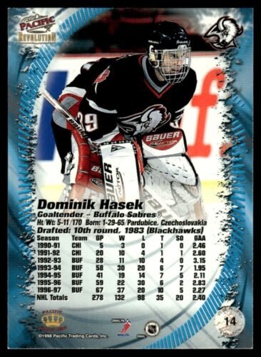 1998-99 Pacific Revolution BLUE Dominik Hasek Buffalo Sabres #14 - Picture 2 of 2