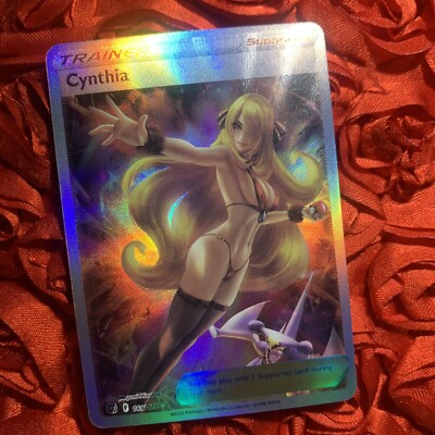 Cynthia Trainer Coach X Goddess Waifu Anime Girl ACG Holo Card Hottie Black