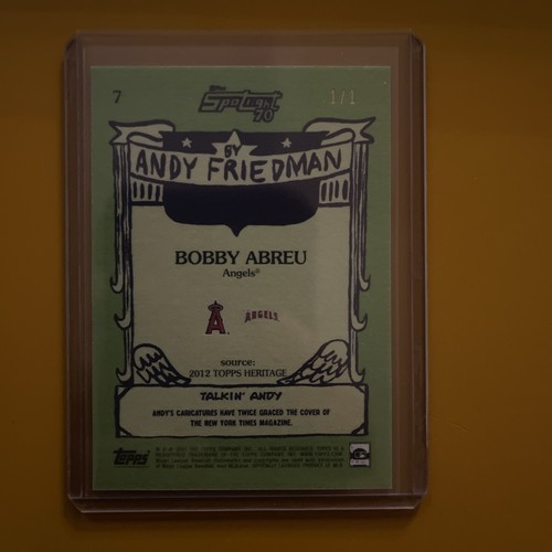 2022 Topps Spotlight 70 II Andy Friedman Bobby Abreu Color Test Print 1/1 - Picture 2 of 3