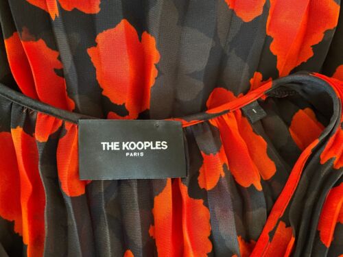The Kooples langes bedrucktes Plisseekleid Größe 1 UK 8 rot & schwarz - Bild 11 von 13