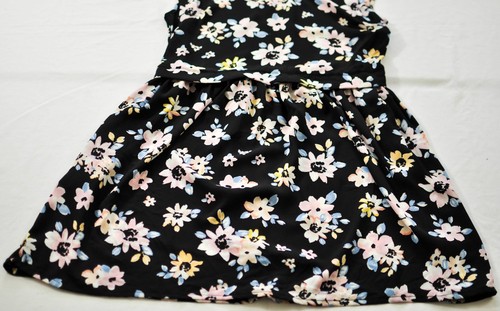 junior's Xhilaration sun dress size M/M black floral print sleeveless polyester - Picture 5 of 9