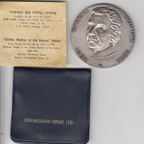P.M. Golda Meir "Mother of the Nation" Medal 59mm Bronze, Silver Plated