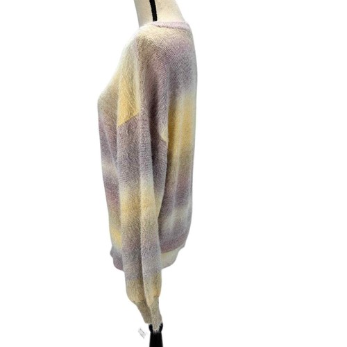 INC Long Sleeve Crew Neck Space Dyed Striped Sweater - Purple Yellow Pink - XL - Picture 4 of 10