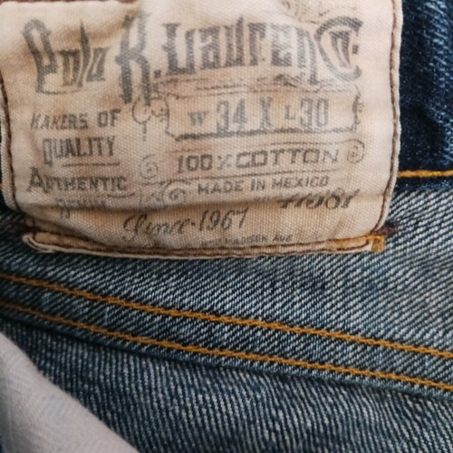 Polo Ralph Lauren Co. Jeans Uomo 34x29 Blu Invecchiato Vintage Denim Dritto - Foto 13 di 23