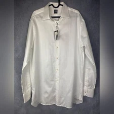 IKE BEHAR Men's Sz 16 1/2 Button Down office career Shirt Long Sleeve  White