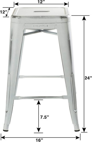 Metal Stools Counter Kitchen Stools 24'' Set of 4 Backless Stackable Bar Stools - Picture 11 of 11