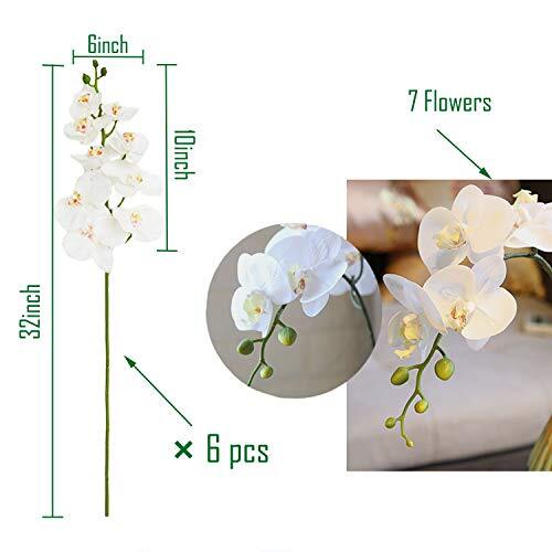 32" Artificial Phalaenopsis Flowers 6 Pcs Artificial Orchid Flowers Stem 白色 - Picture 3 of 8