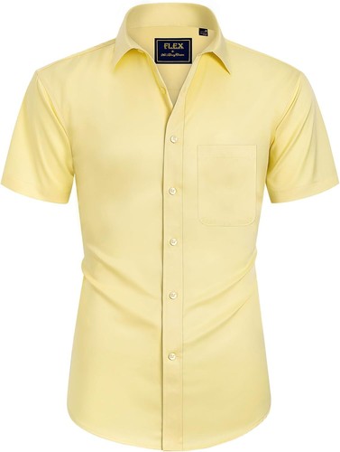 Men's Short Sleeve Dress Shirt, Wrinkle-Free Solid Button-Down with Pocket - Picture 15 of 227